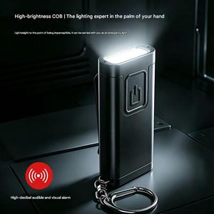 Mini Linterna LED Recargable de Aleación de Aluminio Portátil con Función de Alarma, Soporte para Bolígrafo y Gorra, Llavero - Product Image 4