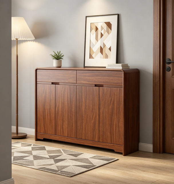 Solid Wood Frame Shoe Cabinet Large Capacity Wood Balcony Storage Shoe Cabinet Economical Hall Entrance Shoes Rack
