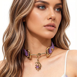 Origin Maker Dark Goth Neck Ornament Brand Factory Bulk Supply Private Label Service Cross Border Brand Buyer Pu Leather Choker - Product Image 2