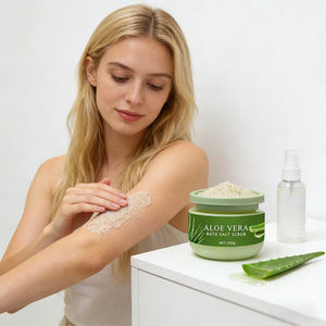 مقشر جسم مخصص بالفواكه نباتي طبيعي عضوي من ملح البحر وزبدة الشيا وشجرة الشاي وفيتامين E والصبار مقشر للجسم - Product Image 4