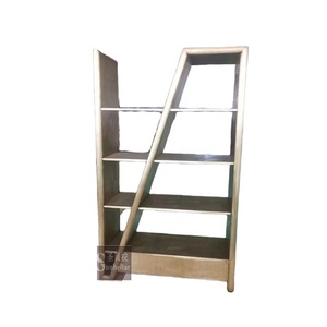 Étagère à livres en acier et métal en <span class=keywords><strong>laiton</strong></span> antique présentoir de sol domestique étagère de livre de bureau à domicile meubles industriels de loft - Product Image 6