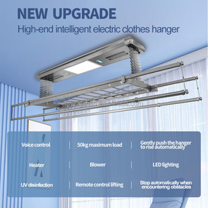 Estante de lavandería de techo plegable con Control de voz inteligente, tendedero de aluminio plegable montado en la pared, ahorro de espacio de 50W - Product Image 5