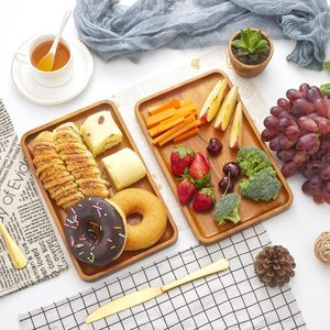 Bandejas de Servir Rectangulares de Madera de Acacia Maciza de 13 * 19 Pulgadas, Tablas de Madera Natural para Bar, Café y Fiestas - Product Image 5