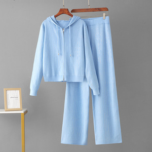 <span class=keywords><strong>Tuta</strong></span> sportiva Casual con cappuccio con paillettes maglia con cerniera Top e <span class=keywords><strong>pantaloni</strong></span> <span class=keywords><strong>larghi</strong></span> per l'autunno - Product Image 4