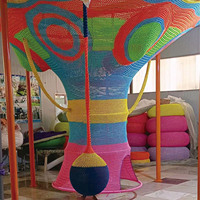 Filet d'escalade arc-en-ciel pour enfants, aire de jeux pour l'aventure, corde d'escalade, obstacle pour aire de jeux extérieure, jardin, maison de jeu