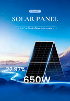 Panneau solaire bifacial haute efficacité 650W, monocristallin, demi-cellule, double vitrage, module PV pour système solaire