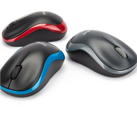 Souris optique sans fil M186/M185 avec interface USB, options de couleur bleu, rouge, gris, ergonomique pour le bureau à domicile et le jeu, en stock