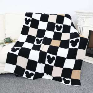 Tùy Chỉnh Dệt Kim Chăn Ấm Cúng Mềm Lông Sợi Jacquard Mô Hình Sọc Dệt Kim Ném Chăn Cho Trang Trí Nội Thất - Product Image 1