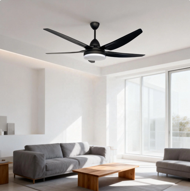 56 Inch Modern Black Ceiling Fan Light White LED Ceiling Fan Remote Control BLDC Ceiling Fan for Cooling