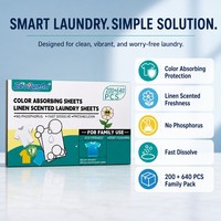 Zourunan - Hojas de Lavandería Ecológicas Naturales con Aroma a Lino, Diseño Personalizado, 200+640 Unidades, Protección para Ropa Blanca, Atrapador de Color