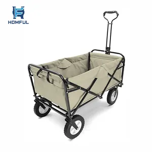HOMFUL Chariot pliable de jardin et de camping en plein air Chariot utilitaire de haute qualité Chariot à main portable beige Chariot pliant