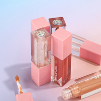 Gloss à lèvres liquide personnalisé avec logo, pigment longue tenue, waterproof, hydratant, mat, non-collant, non-décolorant, tube rose