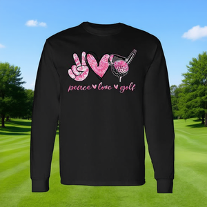 Camiseta de manga larga Peace Love Golf para mujer, regalo deportivo estampado - Product Image 3