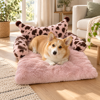 Lit pour animaux de compagnie en peluche à imprimé léopard chaud pour chats - Doux, confortable, antidérapant, durable, design amovible, endroit douillet pour l'hiver, intérieur/extérieur