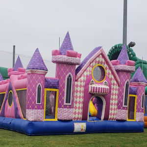 Castillo inflable de PVC de alta calidad para niños, centro de juegos con tobogán, piscina, tema de princesa, uso de alquiler, incluye soplador - Product Image 1