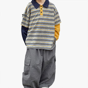 Nouvelle Collection Printemps 2026 : Ensemble Polo Rayé Bicolore pour Garçons avec Col Revers – Deux Pièces pour Enfants - Product Image 4