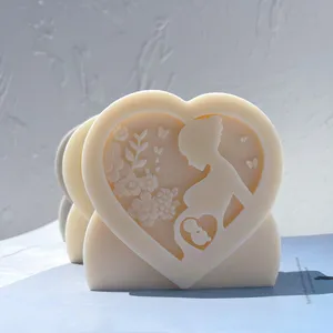 Stampi a forma di cuore per la candela per il corpo in stato di gravidanza statuetta mamma stampo in Silicone minimalista decorazione per la casa regalo di cera di soia