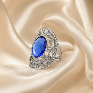 Anello retrò con pietra blu incisa, gioiello da donna per uso quotidiano dal design personalizzato - Product Image 6
