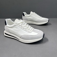 Nouvelles Chaussures Décontractées Homme 2026 en Velours de Vache Respirant, Légères et Tendance, Style Color Block avec Fermeture à Lacets Blancs, Polyvalentes