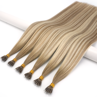 Extensiones de Cabello Humano con Anillas Nano y Micro Links, Rubio Natural, con Microperlas, Pre-Adheridas, Remy, Cabello Lacio Europeo