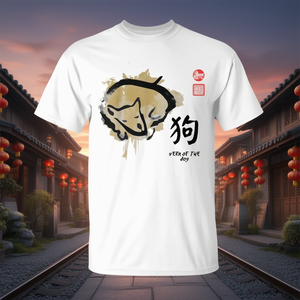 T-shirt avec motif artistique du zodiaque chinois de l'année du chien, taille adulte unisexe - Product Image 3