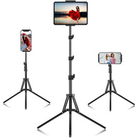 Nouveau trépied pliable en aluminium de 1.6m photographie de téléphone portable diffusion en direct anneau lumineux 3kg capacité de charge tablette debout au sol
