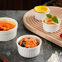 Bol de cuisson pour soufflé à double peau en céramique personnalisé moule rayé pour bol à gâteau et pain pour pouding dessert lait cuit à la vapeur pour la cuisson