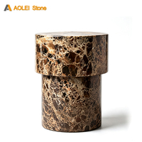Table d'appoint cylindrique de style luxueux en marbre Emperador brun foncé pour salon, salle à manger, café, meubles de luxe