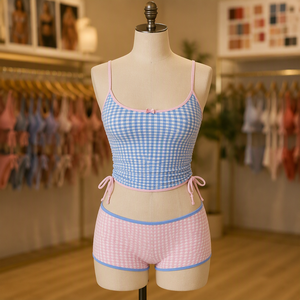 Ensemble <span class=keywords><strong>de</strong></span> maillots <span class=keywords><strong>de</strong></span> <span class=keywords><strong>bain</strong></span> personnalisés en tissu recyclé à couvrance totale avec bordure contrastante, fabricant <span class=keywords><strong>de</strong></span> bikinis texturés, <span class=keywords><strong>short</strong></span> <span class=keywords><strong>de</strong></span> plage pour femmes - Product Image 4