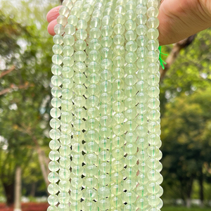 JD GEMS Perline Rotonde in <span class=keywords><strong>Prehnite</strong></span> Verde Naturale Certificata CNAS, Cristalli Curativi per Creazione di Gioielli Energetici - Product Image 1