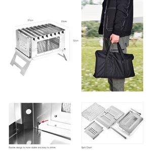 Parrilla <span class=keywords><strong>de</strong></span> barbacoa al aire libre Parrillas <span class=keywords><strong>de</strong></span> barbacoa tipo Acero inoxidable plegables portátiles - Product Image 2