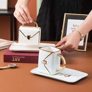 Juego de <span class=keywords><strong>Tazas</strong></span> de Café de Regalo, Diseño Creativo de Bolsa, Dim Sum, Elegante Regalo Empresarial, Taza con Borde Dorado, Taza de Café de Cerámica - Product Image 5