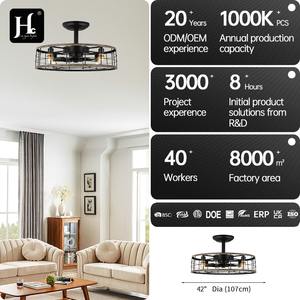 18-inch American-style cage LED DC motor <b>ceiling</b> fan with <b>light</b> and <b>remote</b> <b>control</b>, suitable for home and office use - Product Image 4