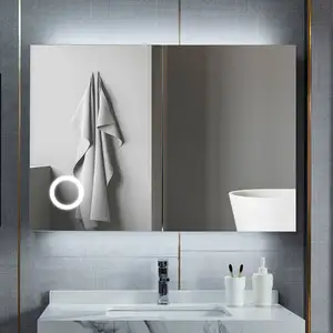 מראה LED חכמה מודרנית יוקרתית עמידה למים מראה חכמה צמודת קיר ארון מראות לחדרי אמבטיה