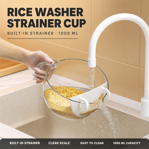 Wholesale Rice Washing Filter Measuring Cup 1L Kitchen Measuring Cup with Filter Board Clear Scale for Home Kitchen - Product Image 1