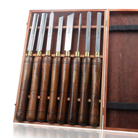 KSEIBI Jeu de ciseaux à bois manche en bois 8-PC. Outil de travail du bois Craving Chisel Set
