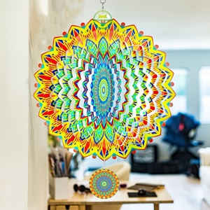 Molinetes de Viento Metálicos al por Mayor, Molinete de Viento Mandala Colgante de 12 Pulgadas para Decoración Navideña en Interiores y Exteriores - Product Image 4