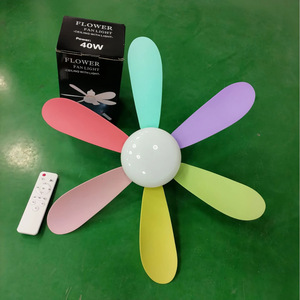 Flower <b>Fan</b> Light 40W <b>Ceiling</b> Mount LED <b>Remote</b> <b>Control</b> With Colorful Blades Flush Mount Plastic Body - Product Image 1