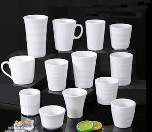 Tasse de dîner de restaurant facile à laver avec LOGO personnalisé tasse de thé en plastique mélamine blanche pour la restauration - Product Image 2