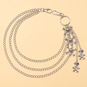 Cadena de cintura metálica con calavera Yueli, colgante pirata de varias capas, estilo gótico hip hop, cadena corporal de moda para uso diario. - Product Image 4