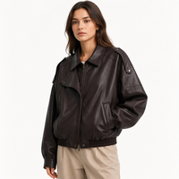 Veste en cuir ample pour femme, modèle 767