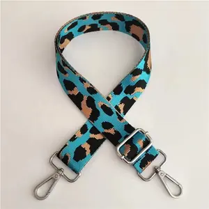 Personalized 38mm Leopard Adjustable In Length Bag Handle Strap With Metal Buckles