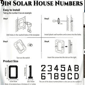 Solar Powered Acrylic LED Number Light 17cm 6.7 Inch Outdoor Door Sign ABCD Steady Blue In Black Eco Friendly - Product Image 4