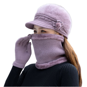 Ensemble de 3 pièces pour femmes adultes en gros : mitaines d'hiver, <span class=keywords><strong>bonnet</strong></span> <span class=keywords><strong>et</strong></span> écharpe, doux, chaud, épais, en laine <span class=keywords><strong>et</strong></span> <span class=keywords><strong>cachemire</strong></span> tricotés sur mesure, écharpe, <span class=keywords><strong>bonnet</strong></span> <span class=keywords><strong>et</strong></span> gants longs - Product Image 2