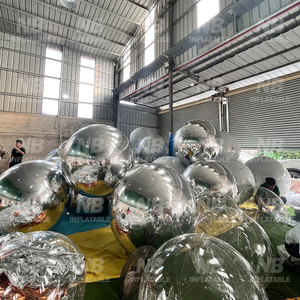 Bola de espejo plateada, bolas grandes y brillantes inflables, globo de fiesta de discoteca gigante, decoración de eventos de Navidad, esfera de espejo grande de PVC reflectante - Product Image 5