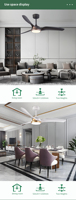 YOUKAIN Ventilateur de plafond à gradateur de lumière LED de 52 pouces avec moteur à courant continu à 3 pales réversibles pour l'été et l'hiver Design moderne pour un usage domestique