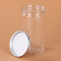 Pot en plastique transparent PET pour aliments / bonbons / biscuits / en-cas, avec couvercle à vis, étanche, écologique, biodégradable, 300 ml