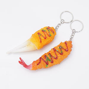 Llavero de PVC Tempura de comida de simulación creativa, llavero de platos de mariscos de cocina japonesa, llavero de comida divertida, bolsa de juguete, llavero con abalorio - Product Image 5
