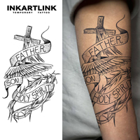 Autocollant de tatouage INKARTLINK pour le corps, autocollant de tatouage en papier, croix de la Sainte Trinité, imperméable, écologique, longue durée, 15 jours, en vrac