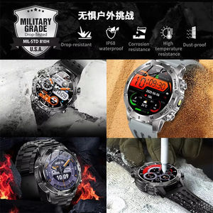 Montre connectée de sport AK92 pour hommes avec lampe de poche, plus de 100 modes sportifs, étanche IP68, boussole, surveillance de la fréquence cardiaque et de la santé - Product Image 6